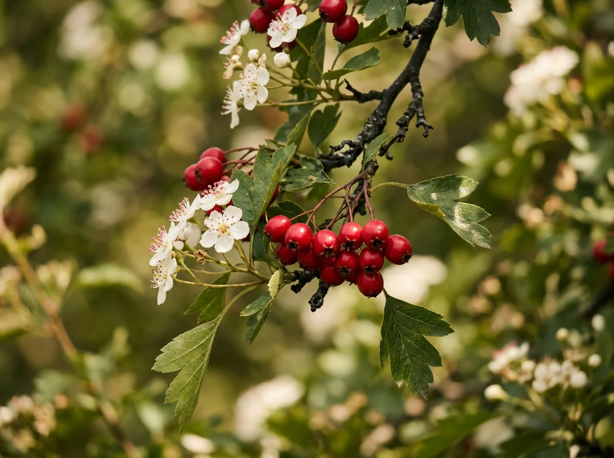Fresh hawthorn berries and blossoms - CardioX key botanical ingredient